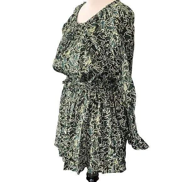 NEW LHD Blouson Shirt Dress •6• Black Sea Turtle Long Sleeve Rio Tie Waist $575 - Picture 3 of 12